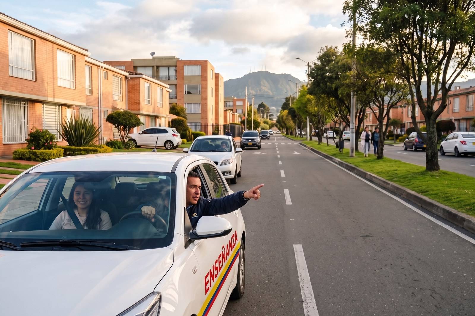 Práctica del curso de carro B1 en un vehículo de enseñanza con instructor en Suba