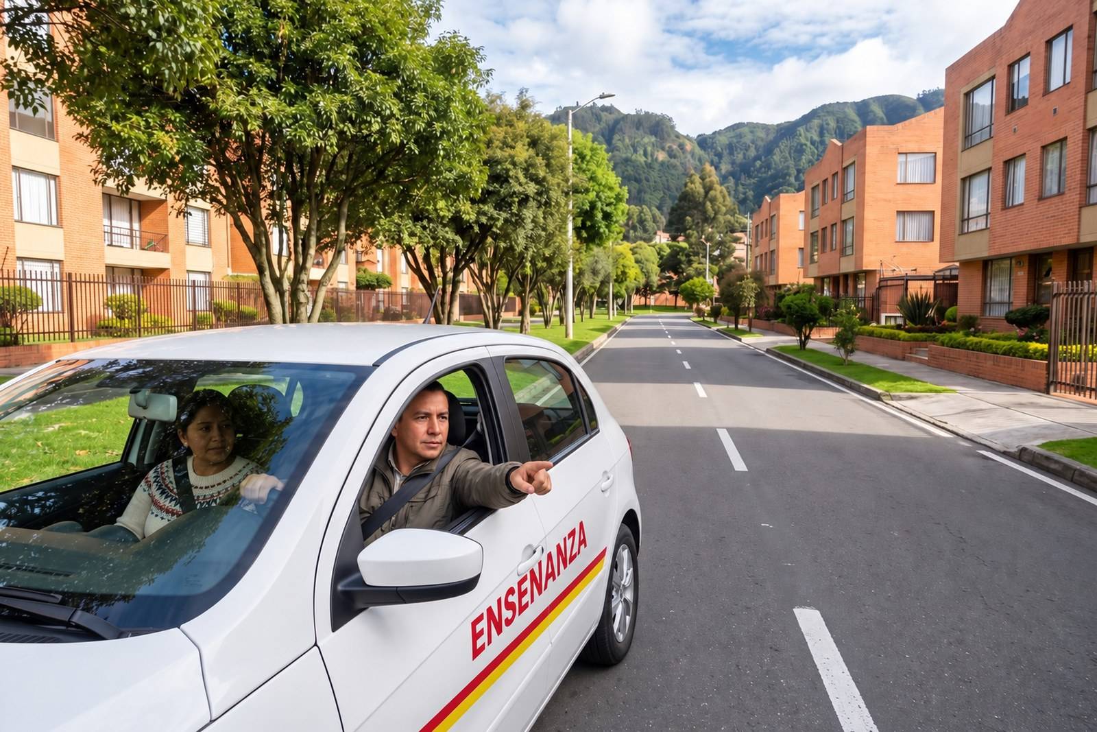 Práctica del curso de carro B1 en un vehículo de enseñanza con instructor en Bogotá norte