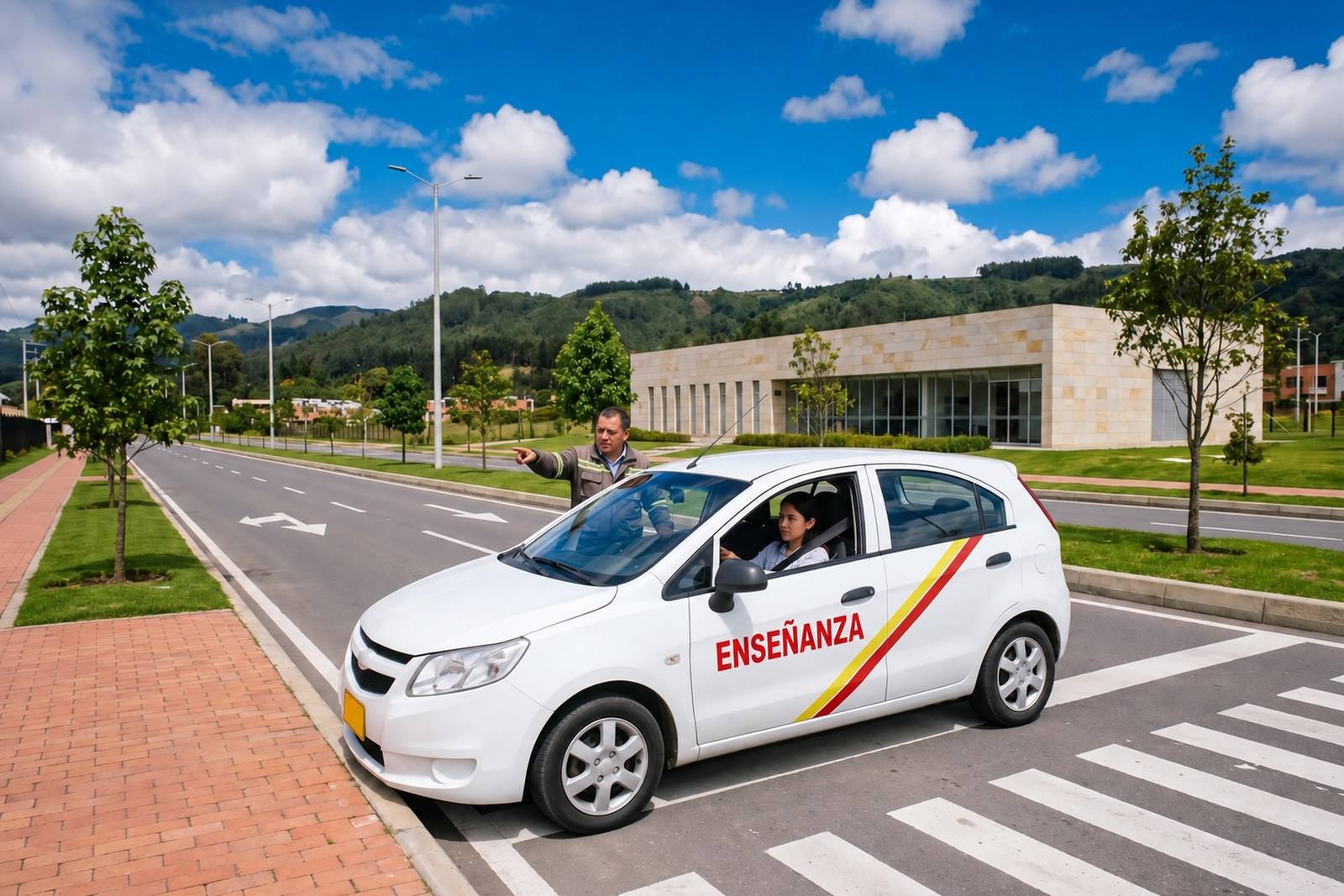Práctica del curso de carro B1 en un vehículo de enseñanza con instructor en Cajicá