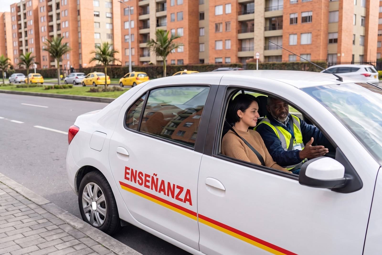 Práctica del curso de carro B1 en un vehículo de enseñanza con instructor en Fontibón