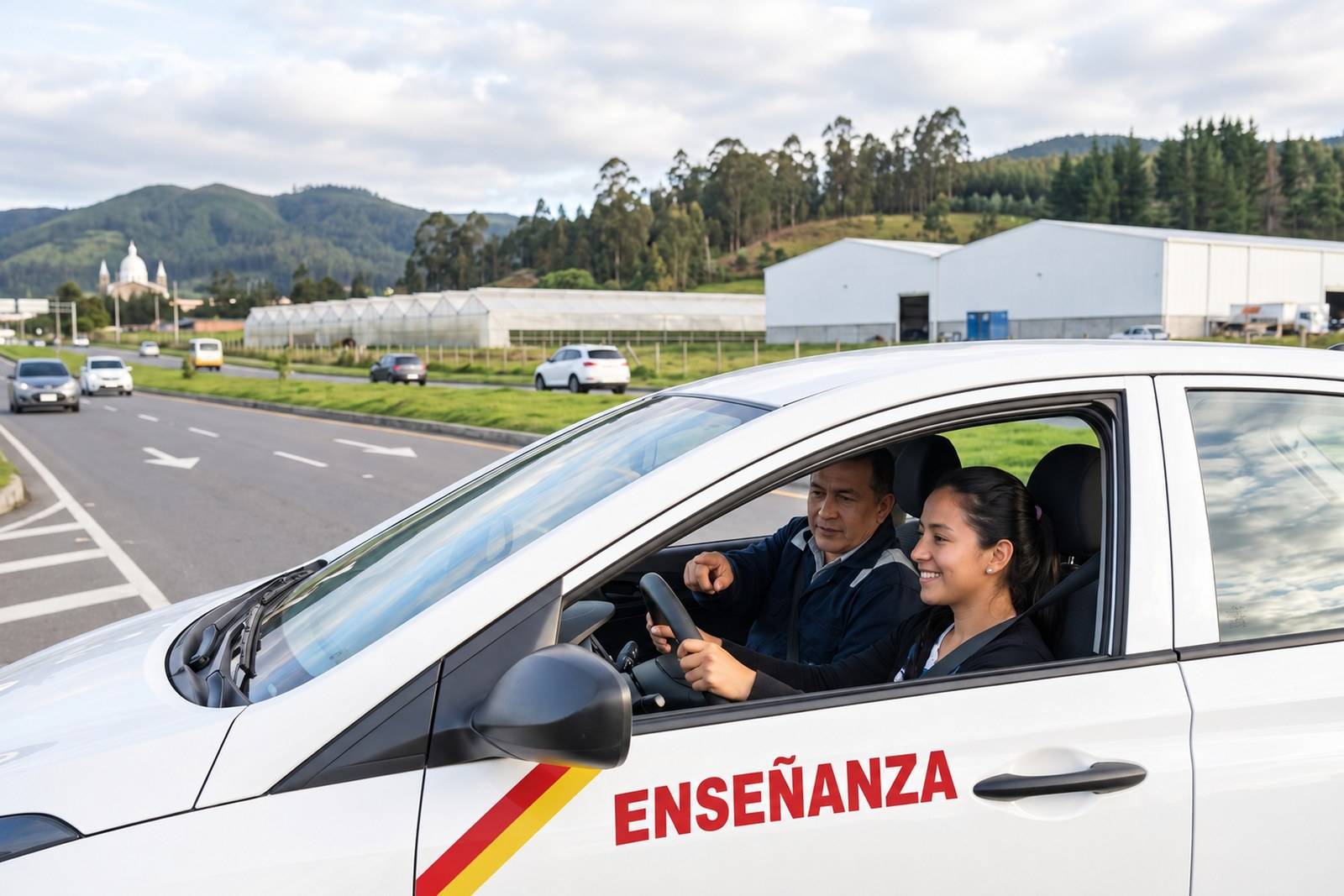 Práctica del curso de carro B1 en un vehículo de enseñanza con instructor en Tocancipá