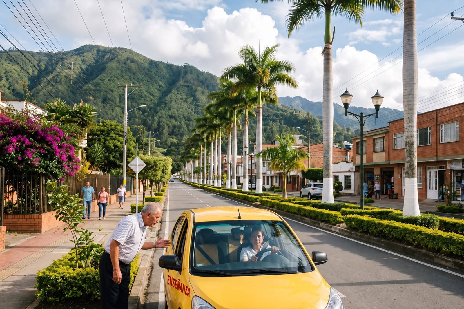 Práctica del curso de servicio público C1 en un taxi de enseñanza en Fusagasugá