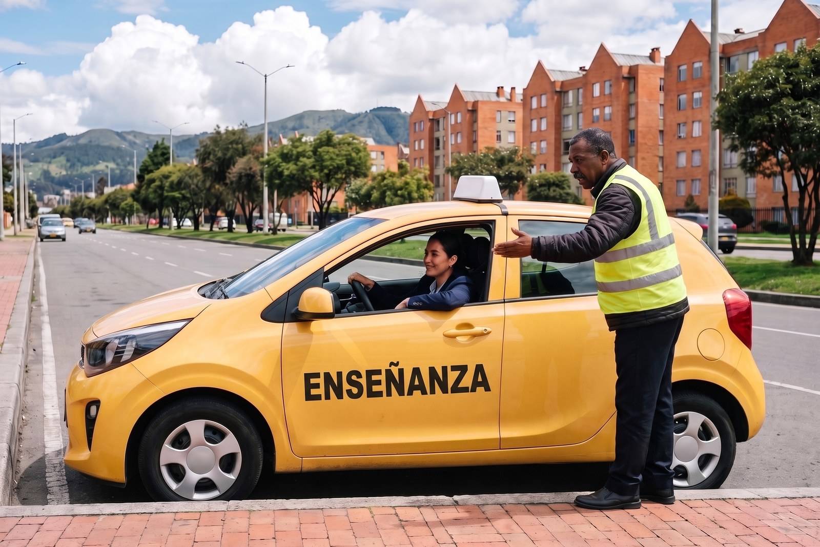Práctica del curso de servicio público C1 en un taxi de enseñanza en Engativá