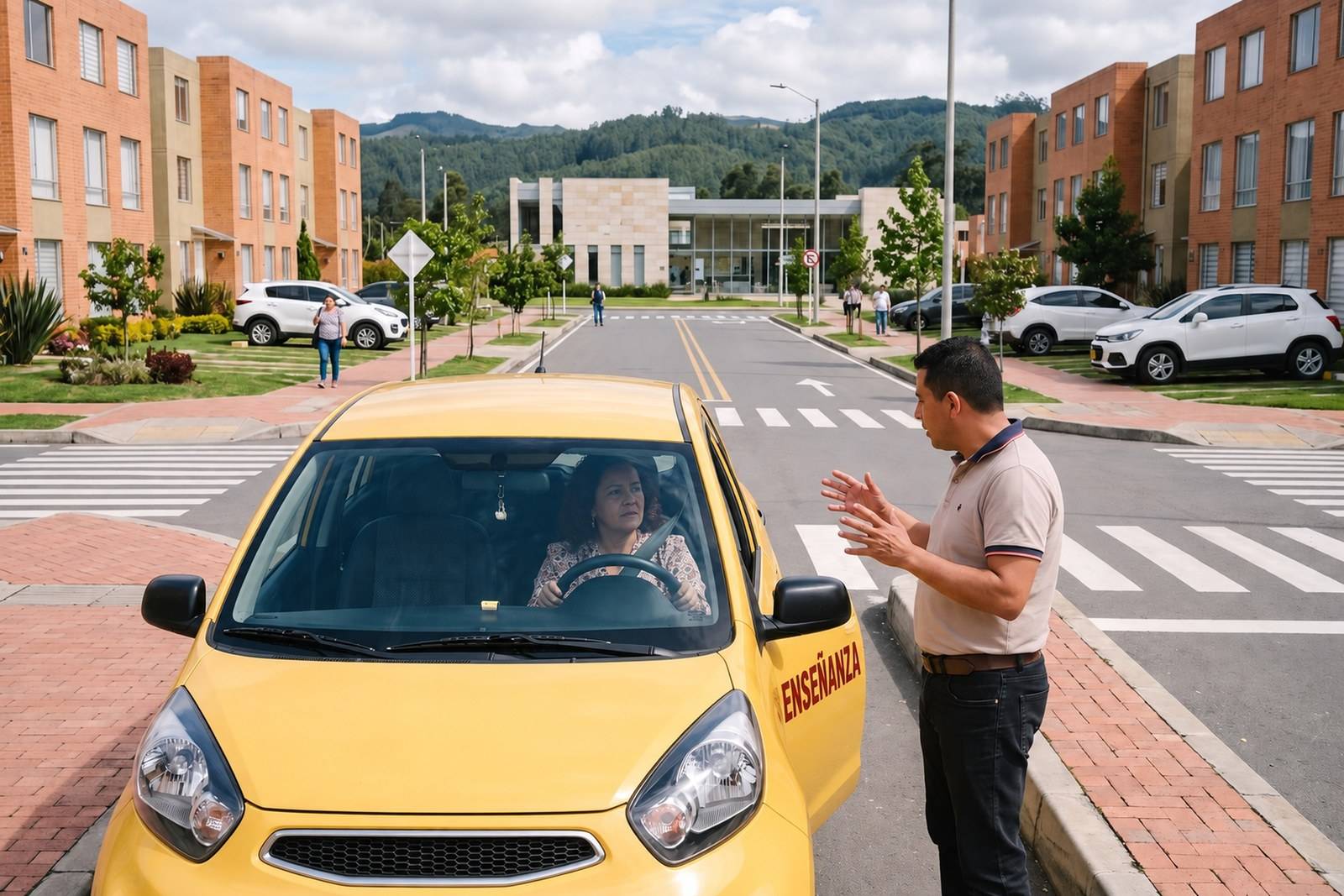 Práctica del curso de servicio público C1 en un taxi de enseñanza en Cajicá