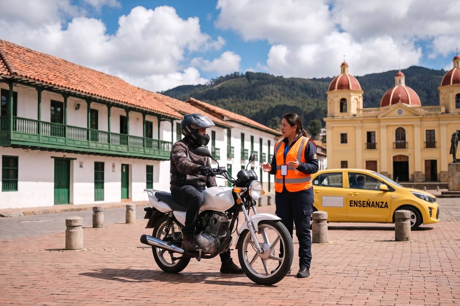 Práctica del curso de servicio público C1 en un taxi de enseñanza en Zipaquirá