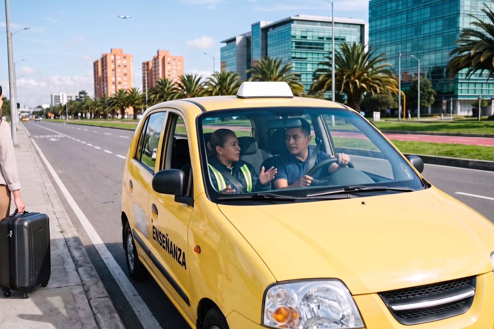 Práctica del curso de servicio público C1 en un taxi de enseñanza en Fontibón