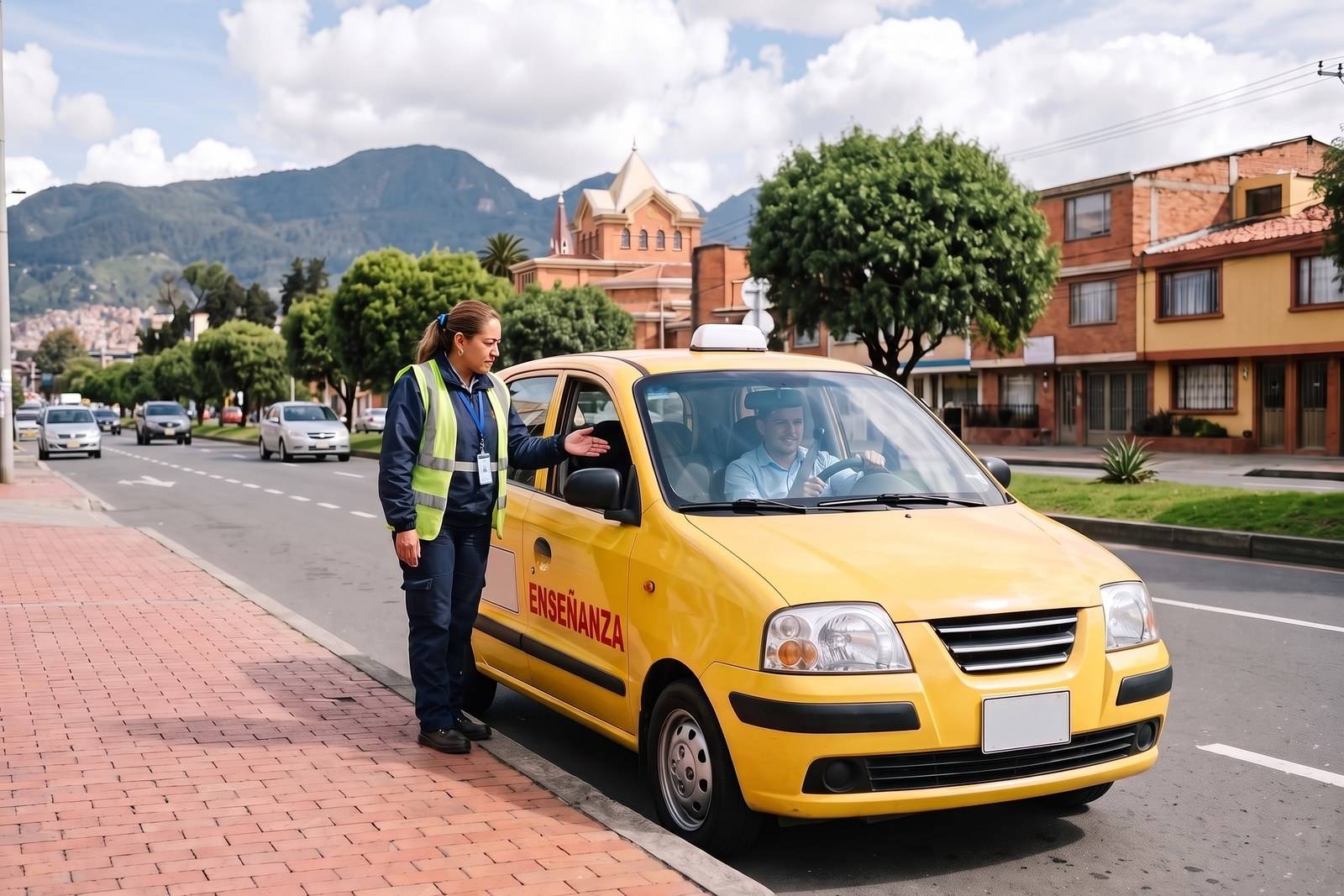 Práctica del curso de servicio público C1 en un taxi de enseñanza en Restrepo