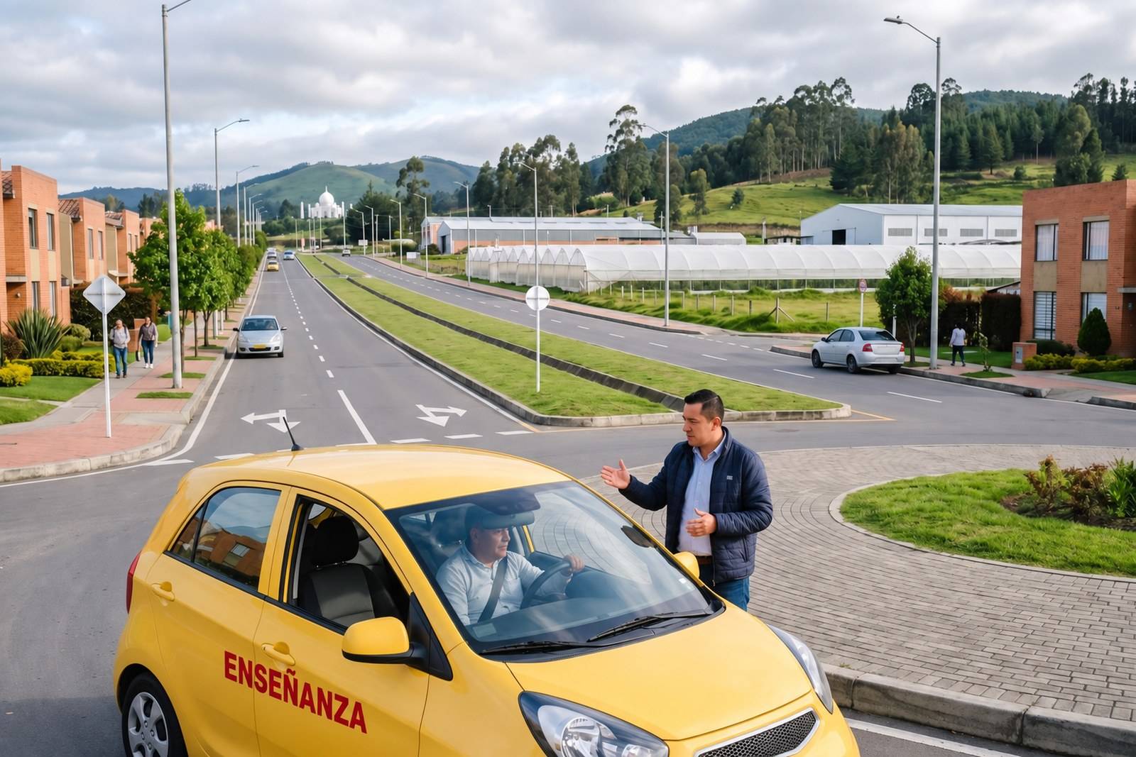 Práctica del curso de servicio público C1 en un taxi de enseñanza en Tocancipá