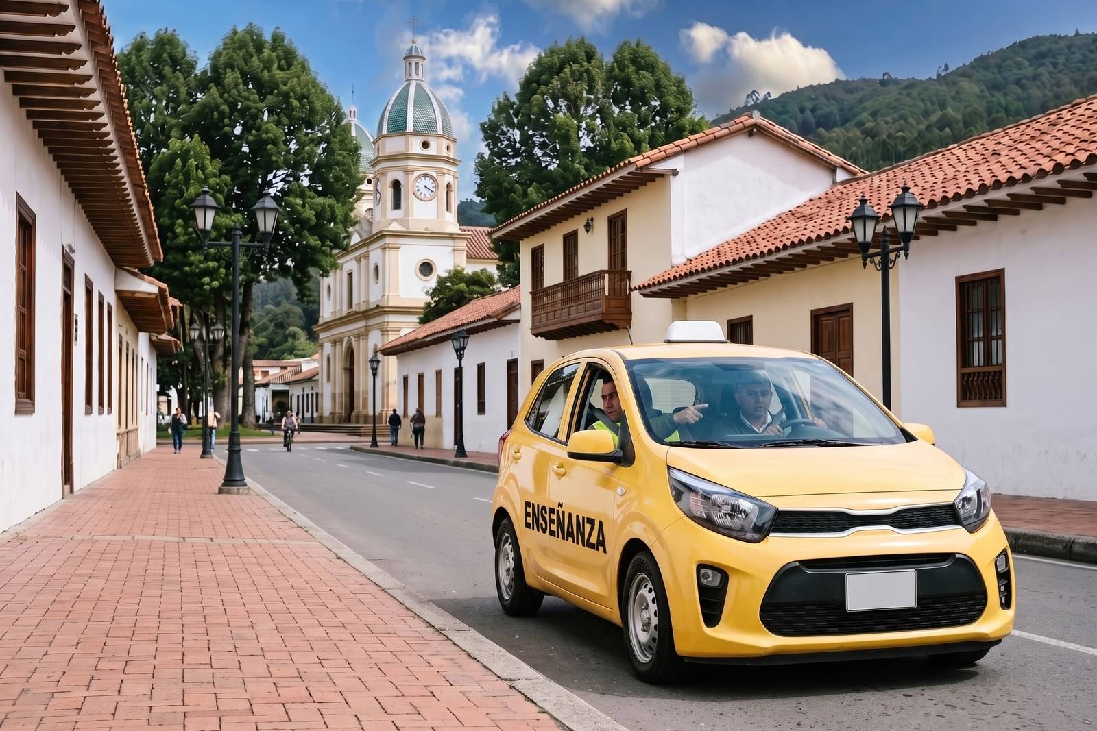 Práctica del curso de servicio público C1 en un taxi de enseñanza en Chía