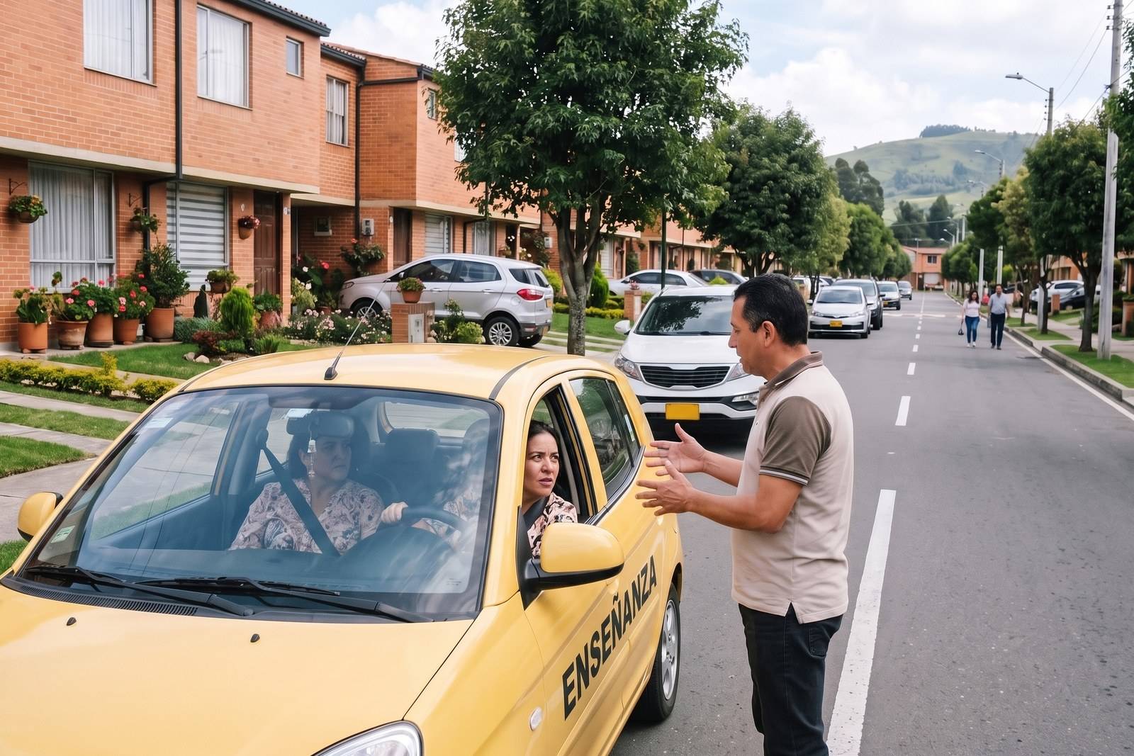 Práctica del curso de servicio público C1 en un taxi de enseñanza en Mosquera