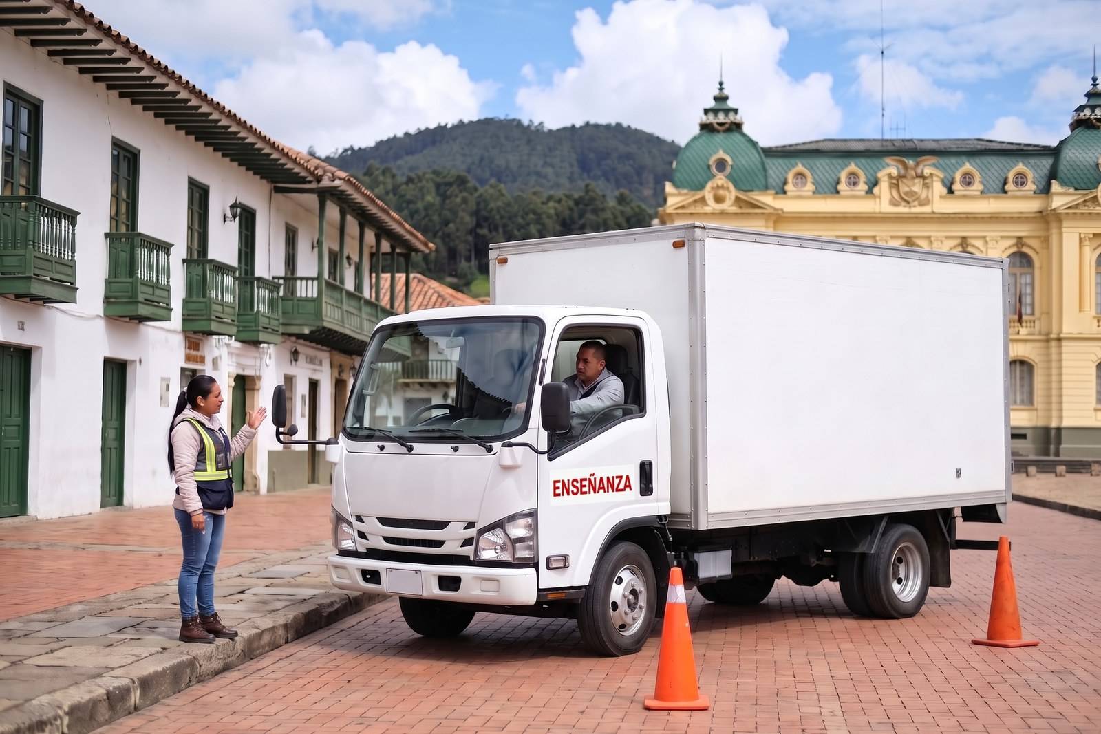 Práctica del curso C2 en un vehículo pesado de enseñanza con instructor en Zipaquirá