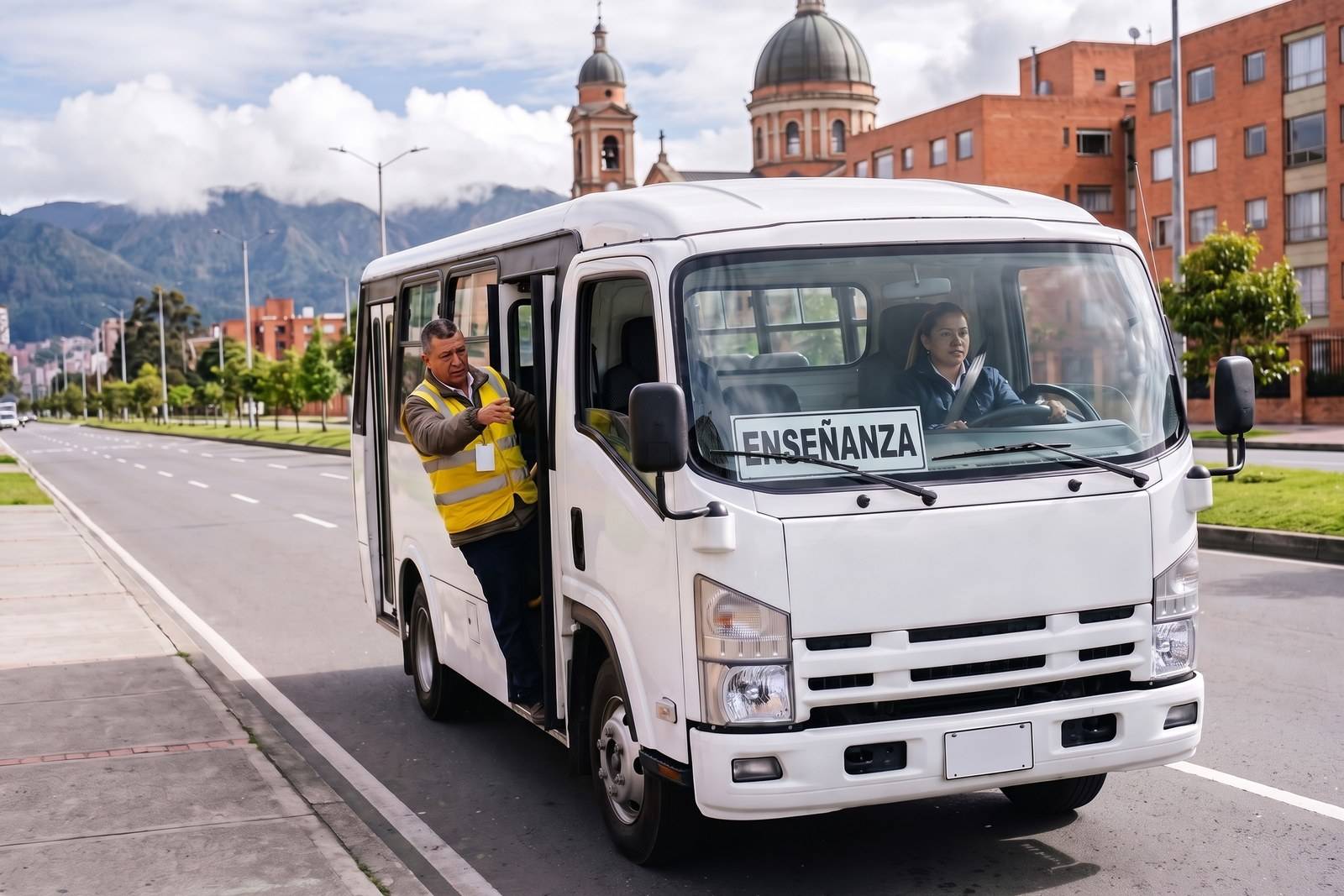 Práctica del curso C2 en un vehículo pesado de enseñanza con instructor en San Cristóbal