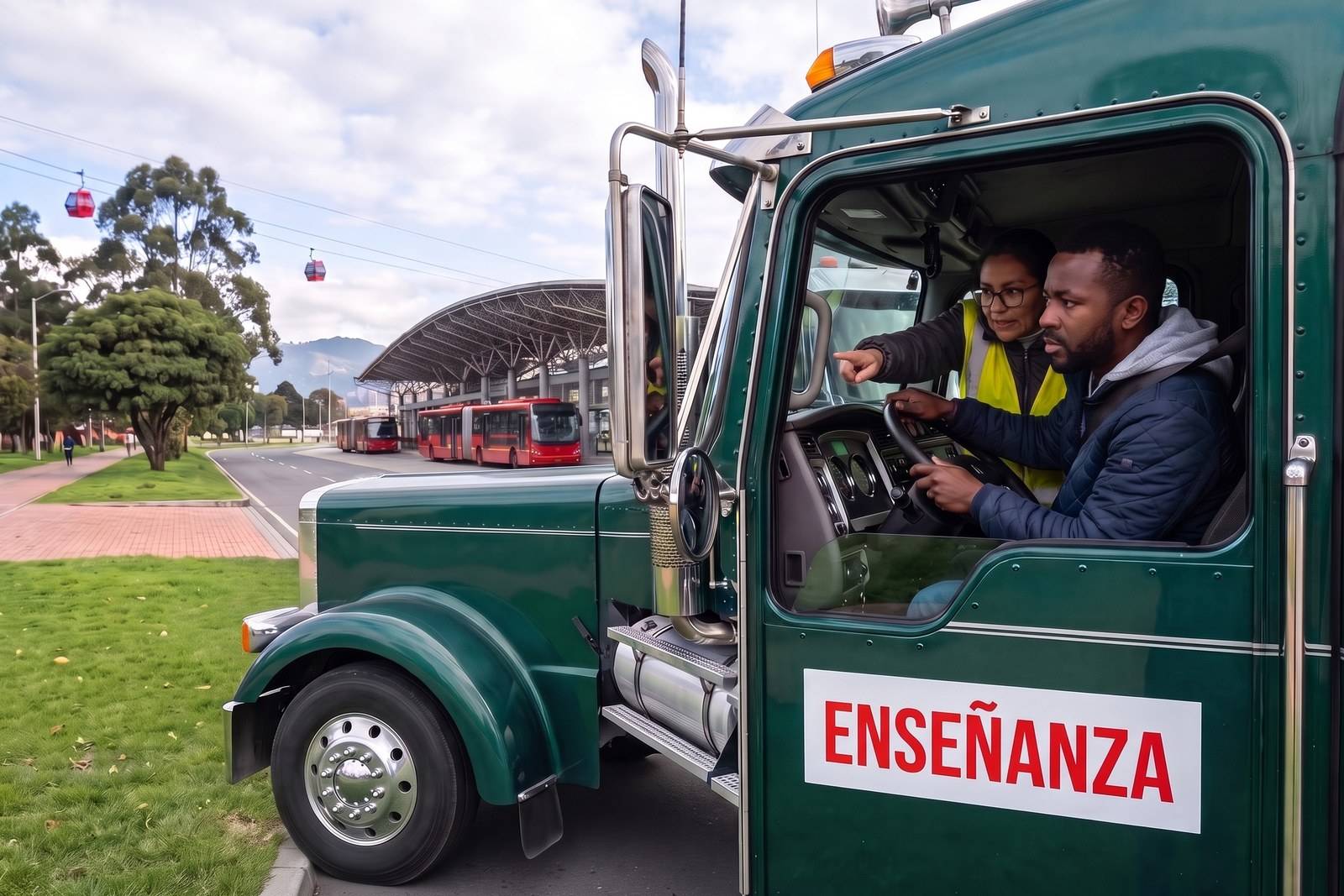 Práctica del curso C3 junto a una tractomula de enseñanza en Ciudad Bolívar