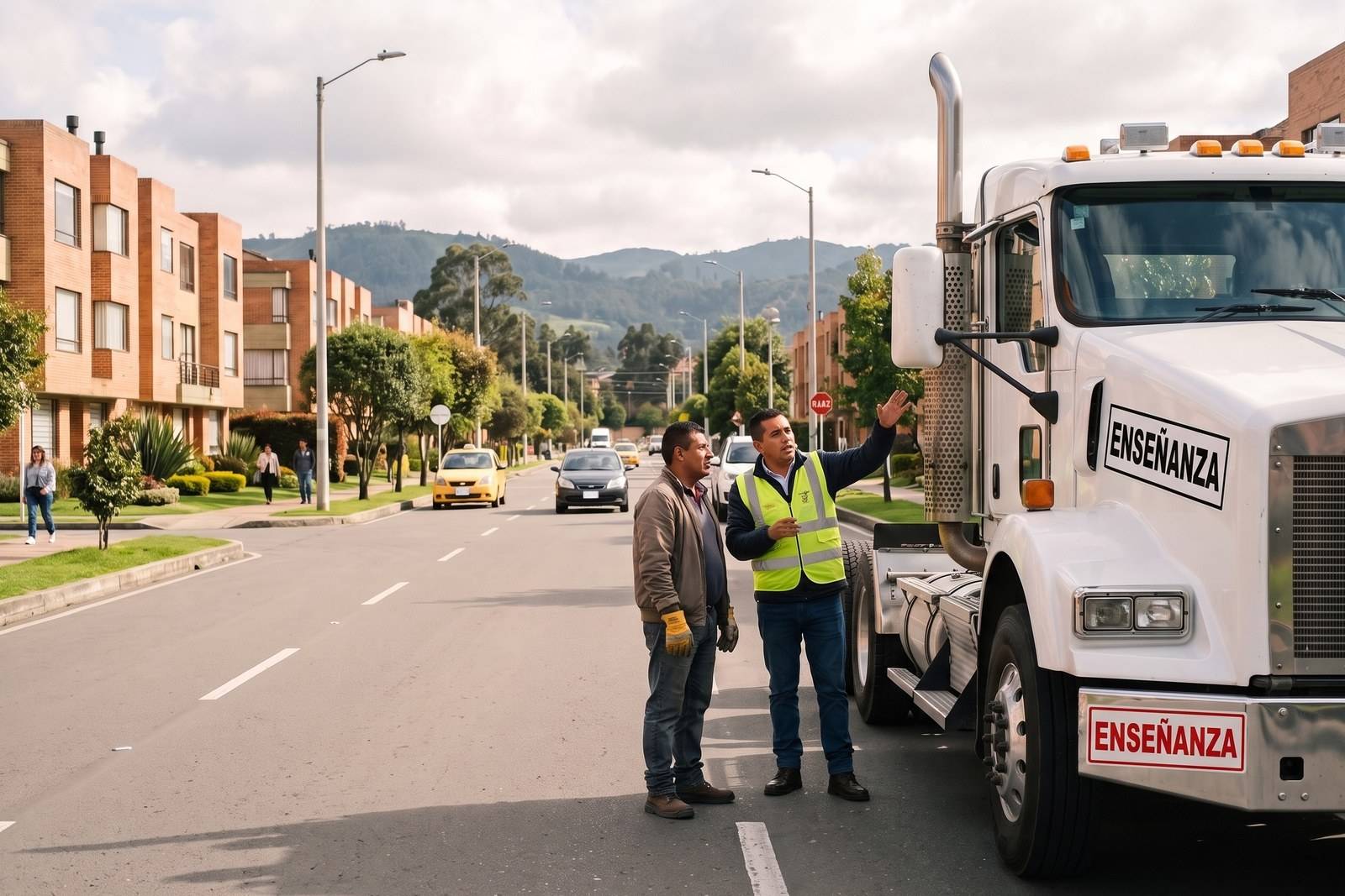 Práctica del curso C3 junto a una tractomula de enseñanza en Usaquén