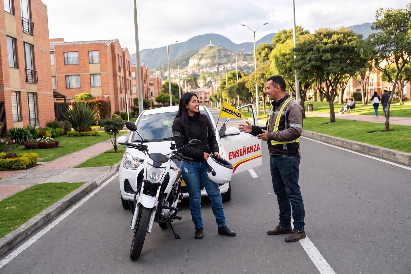 Vehículos de enseñanza del combo moto y carro (A2 + B1) con instructor en Usme