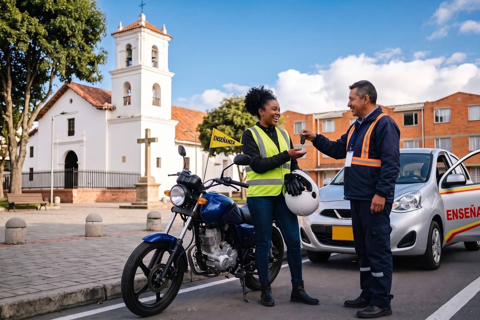 Vehículos de enseñanza del combo moto y carro (A2 + B1) con instructor en Bosa