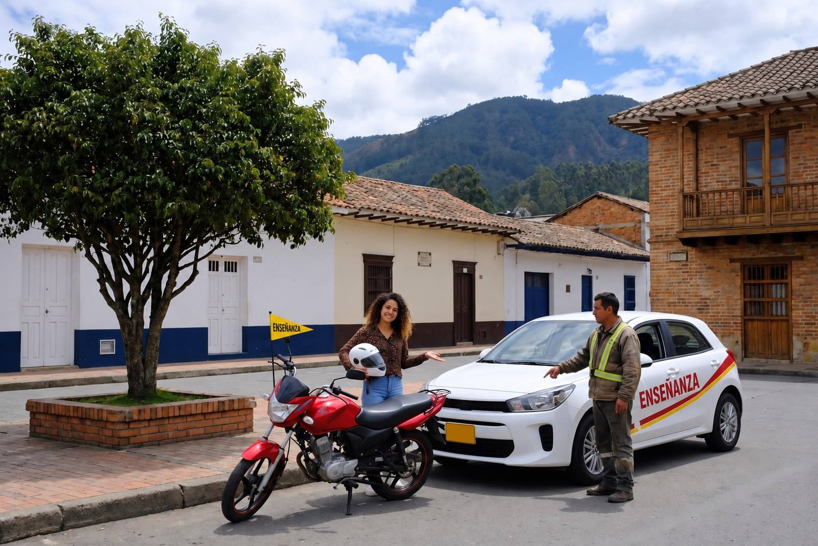 Vehículos de enseñanza del combo moto y carro (A2 + B1) con instructor en Facatativá
