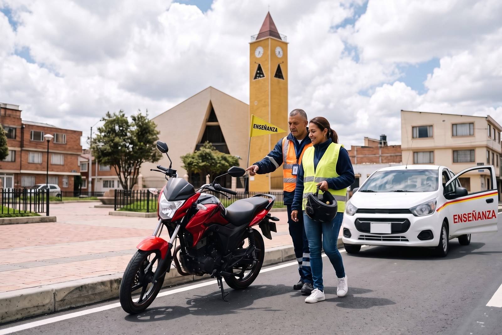 Vehículos de enseñanza del combo moto y carro (A2 + B1) con instructor en Soacha