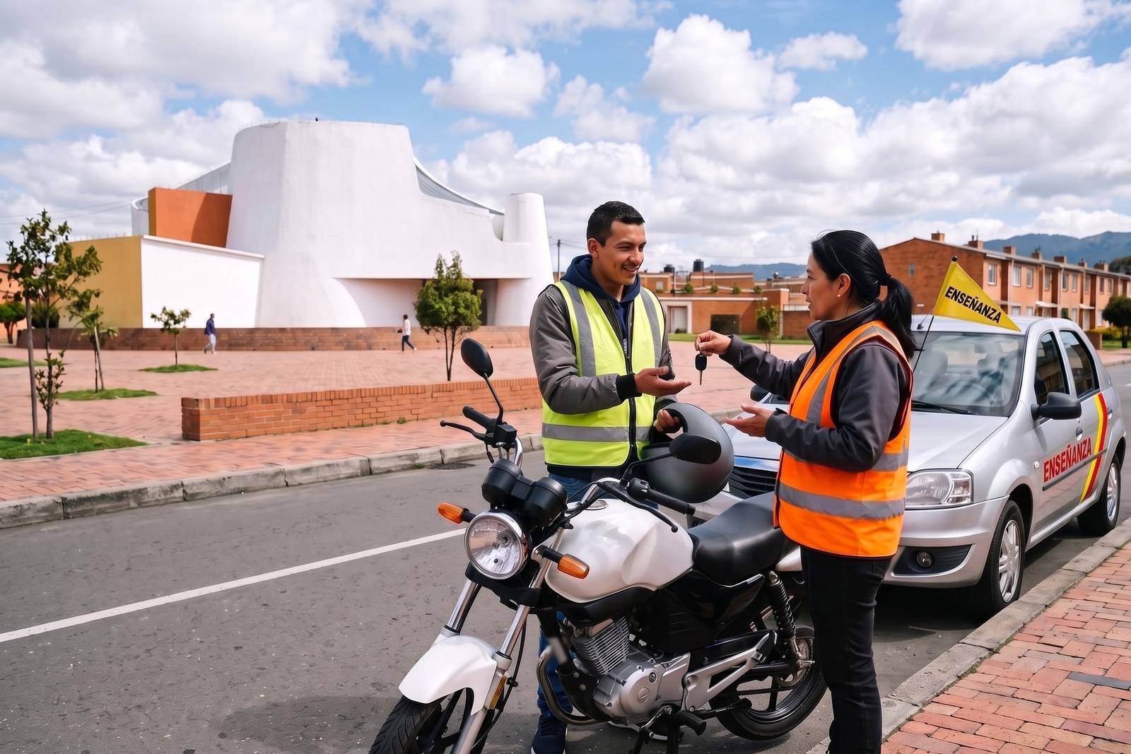 Vehículos de enseñanza del combo moto y carro (A2 + B1) con instructor en Engativá