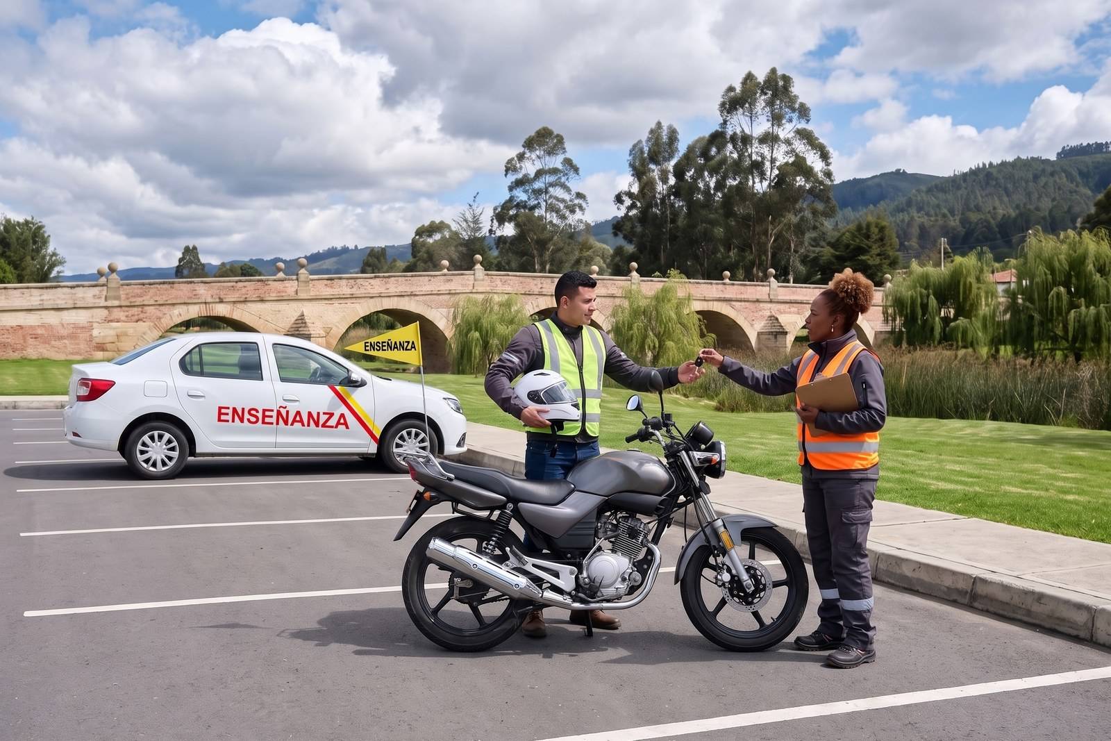 Vehículos de enseñanza del combo moto y carro (A2 + B1) con instructor en Chía
