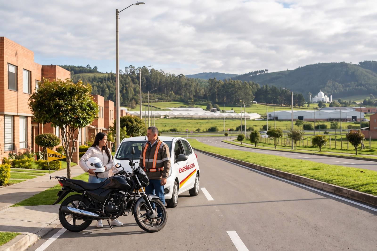 Vehículos de enseñanza del combo moto y carro (A2 + B1) con instructor en Tocancipá