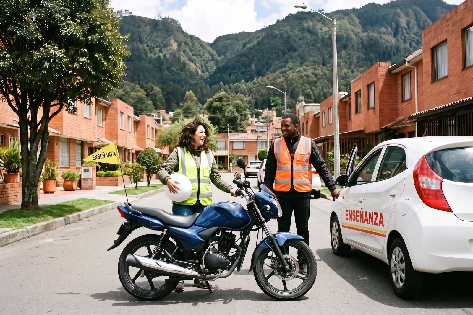 Vehículos de enseñanza del combo moto y carro (A2 + B1) con instructor en Chapinero