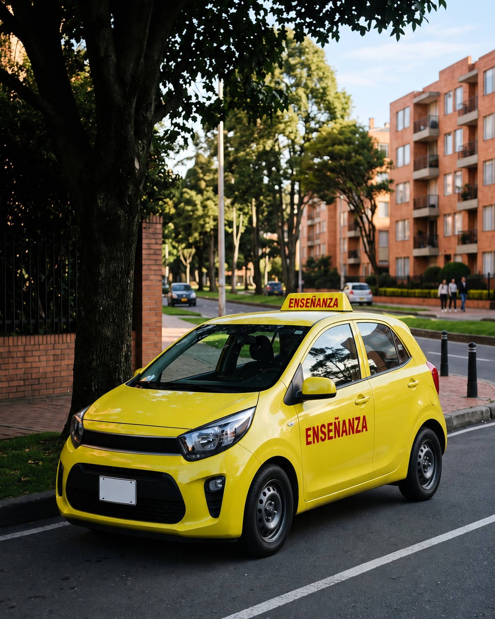 Taxi amarillo compacto sobre fondo de estudio oscuro, categoría C1 de servicio público
